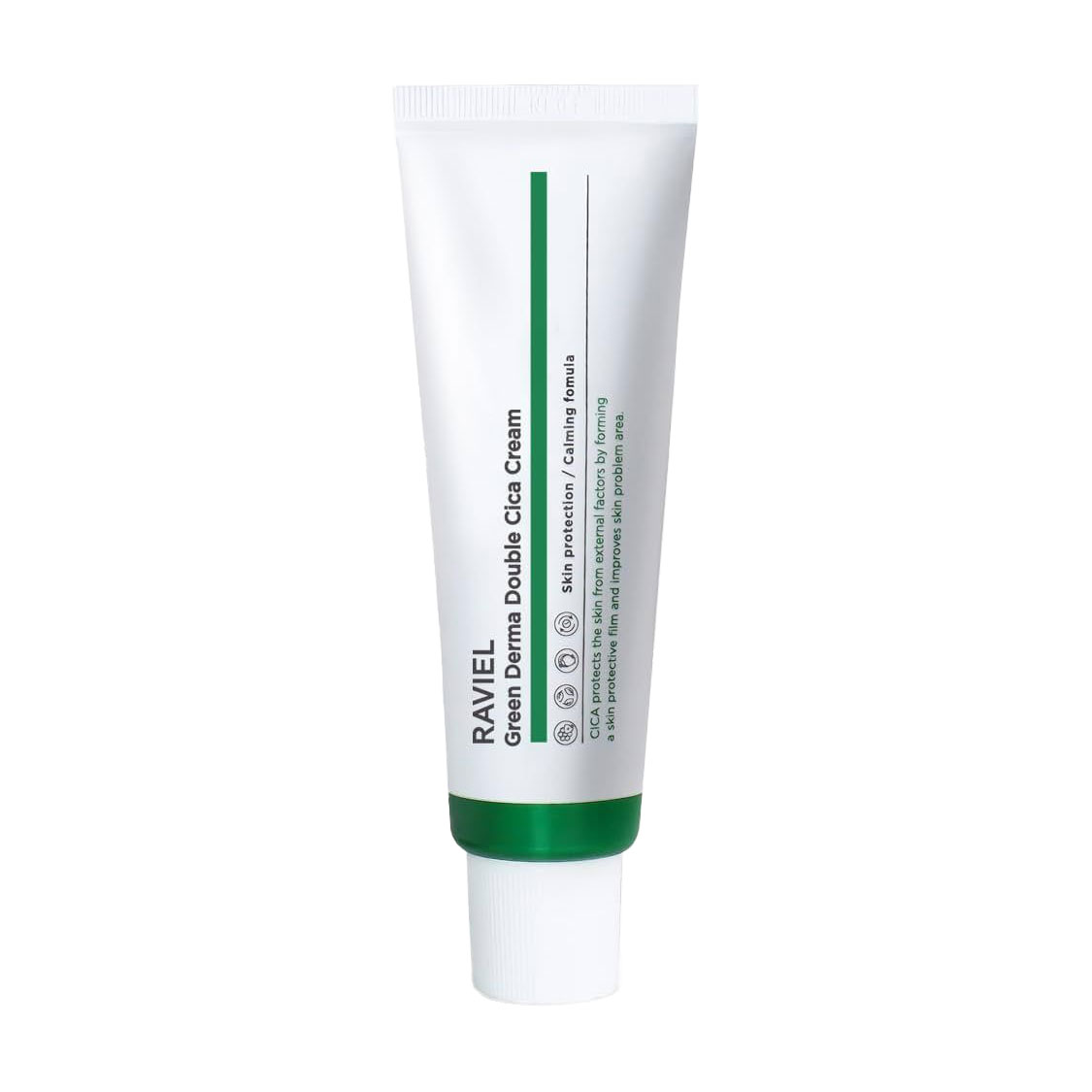Заспокійливий крем для обличчя RAVIEL Green Derma Double Cica Cream для чутливої шкіри, 50 мл